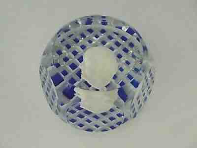 RARE 1955 BACCARAT WINSTON CHURCHILL Paperweight Sulphide Faceted Waffle Cut