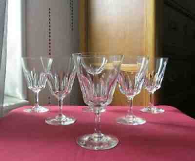 7 red wine glasses + 10 water crystal cut from baccarat signed cote d azur