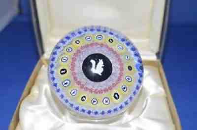 Signed Baccarat Glass Crystal Paperweight 1972 Gridel Squirrel millefiori w/ box
