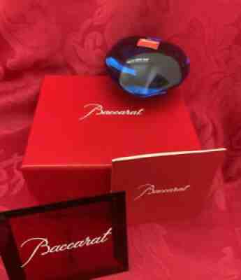 NIB FLAWLESS Exquisite BACCARAT France Glass Blue Crystal PUFFED HEART Figurine