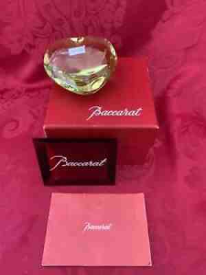 NIB FLAWLESS Exquisite BACCARAT France Glass Yellow Crystal PUFFED HEART Figure