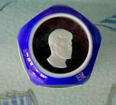 BACCARAT CRYSTAL FACETED JFK John Kennedy PAPERWEIGHT SULPHIDE Double OVERLAY