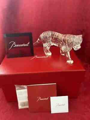 NIB FLAWLESS Crystal BACCARAT France 1922 Zodiac TIGER LION Figurine Gold Accent