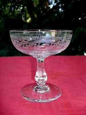 Baccarat sherbet glass cup etched crystal champagne has greek grece greek af
