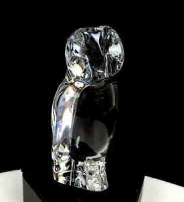 BACCARAT FRANCE CRYSTAL ART GLASS STANDING OWL 4 1/4" FIGURINE PAPERWEIGHT