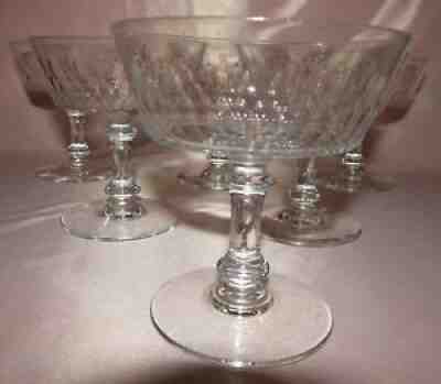 Six old champagne bowls crystal baccarat model Champigny richelieu