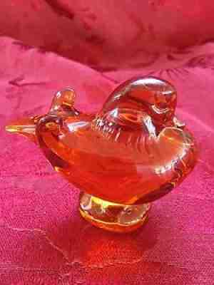 FLAWLESS Exceptional BACCARAT Crystal Amber MANDARIN DUCK PIGEON DOVE LOVE BIRD