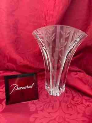 FLAWLESS Stunning BACCARAT France BAMBOO GINKGO FAN Art Crystal  FLOWER BUD VASE