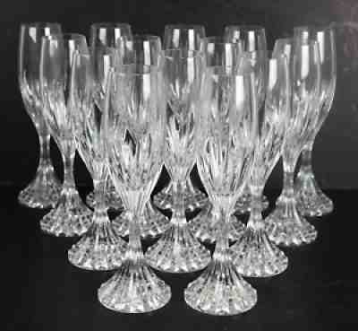 Vintage Set Of 14 Baccarat Massena Cut Crystal Champagne Flutes - 8.5"