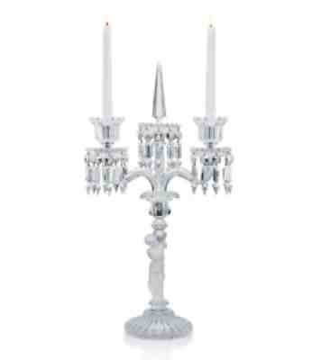 BACCARAT CRYSTAL ENFANT CANDELABRA 2 LIGHT CANDLE MSRP $5000 BRAND NEW