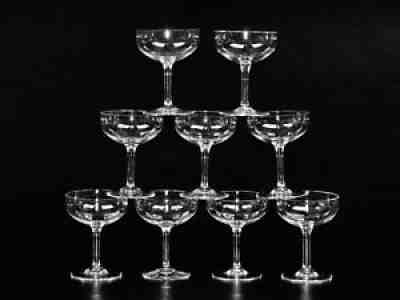 Set Of Nine Baccarat France Crystal Geneva Champagne/ Dessert Glasses. 4 7/8" H