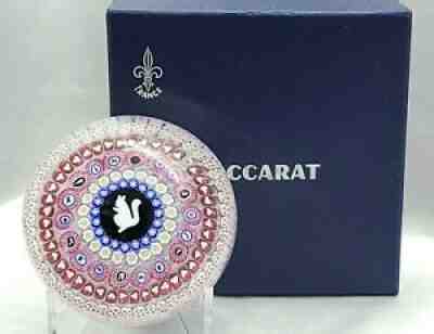 Baccarat 1972 Gridel Squirrel Red/Pink/White Paperweight w/Box EXCELLENT