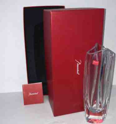 Vtg Original BACCARAT France Crystal Signed R.Rigot GIVERNY 10â? Bud Vase-IN BOX