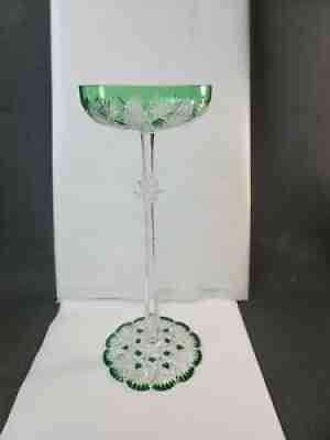 Baccarat Tsar Green Cut To Clear Champagne Coupe Toasting Goblet