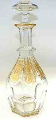 BACCARAT CRYSTAL FRANCE ART GLASS HARCOURT GOLD PATTERN LARGE WHISKEY DECANTER