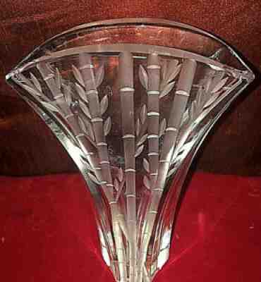 Baccarat Crystal Gingko Vase with Bamboo etching