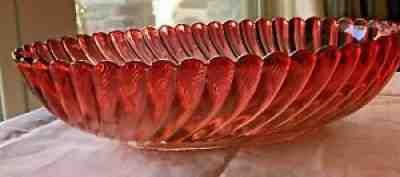 Antique Signed Depose BACCARAT Rose Tiente Swirl Oval BOWL