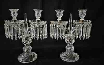 BACCARAT STYLE CRYSTAL GLASS CANDELABRA LUSTERS NO RESERVE