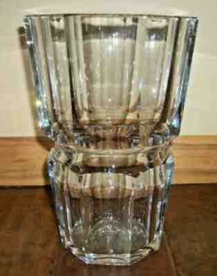 ART DECO Baccarat EDITH Etch Stamped MASSIVE Crystal Vase 10" High, PRISTINE