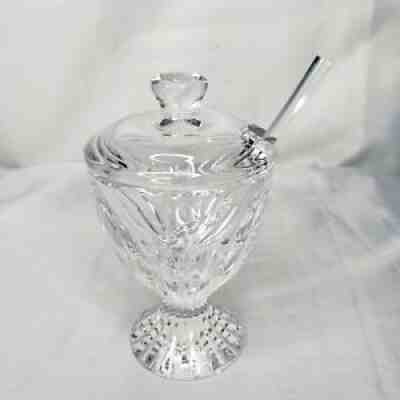 BACCARAT MASSENA Mustard / Jam Condiment 5" With Spoon NEVER USED France