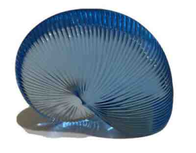 BACCARAT Blue Glass-France SEA SHELL SNAIL Figurine, Mid Century-Signed