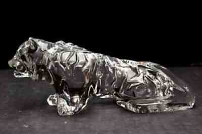 LARGE BACCARAT Crystal BENGAL TIGER LEOPARD JAGUAR LION Figure Statue 10.5" long