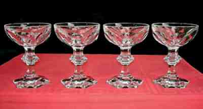 Baccarat harcourt 4 tall sherbet glasses 4 cut crystal champagne has carved
