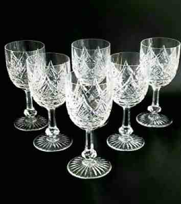 6 Baccarat France Cut Glass , Crystal, Wine , Water Goblets in Colbert