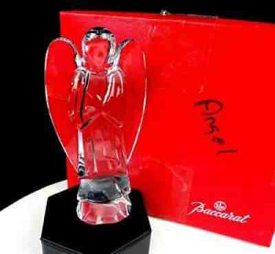 BACCARAT FRANCE SIGNED CRYSTAL CHRISTMAS NATIVITY 6 1/8" PRAYING ANGEL FIGURINE