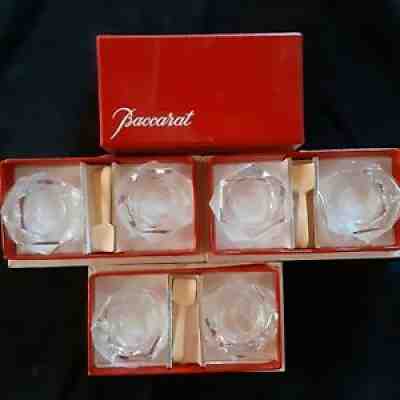 Set of 6 Baccarat crystal Salt Cellars --Camel pattern-- with boxes and bone spo