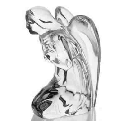 SIGNED BACCARAT FRANCE KNEELING PRAYING with ARMS CROSSED ANGEL FIGURINE 4 1/2"
