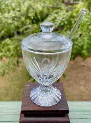 BACCARAT MASSENA Mustard Jam Condiment Jar Pot 5" With Lid & Spoon France