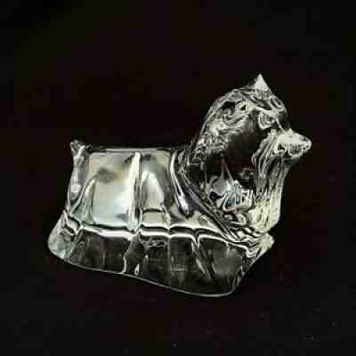 Baccarat France Crystal Yorkshire Terrier/Yorkie Dog Figurine with Box & COA
