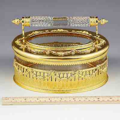 8.5 inch Antique French clear crystal and gilt bronze Trinket Jewelry Casket box
