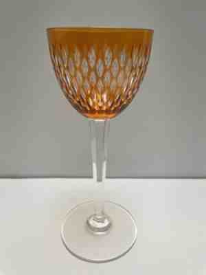 BACCARAT 10 ORANGE CUT TO CLEAR WINE GLASSES "PARIS" PATTERN #342