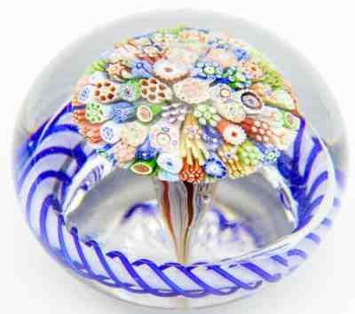 Antique BACCARAT Mushroom Millefiori Torsade Art Glass PAPERWEIGHT Star Cut Base