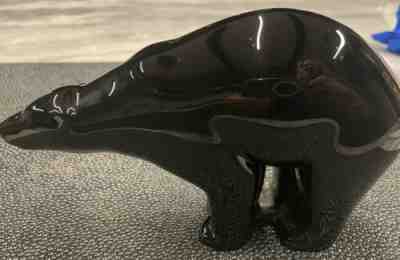 BACCARAT CRYSTAL Polar Bear Black Polar bear. Etched signature underneath.
