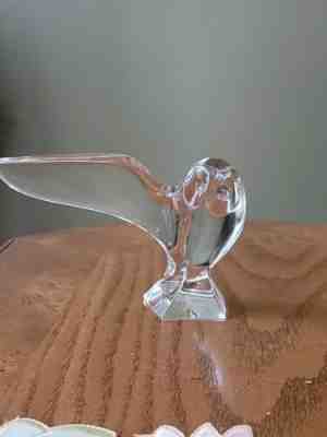 BACCARAT FRANCE SIGNED R RIGOT LARGE MODERN OWL ART GLASS FIGURINE / PAPERWEIGHT