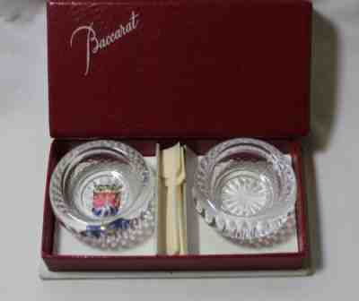 Baccarat JEWEL SALT CELLARS w/Bone spoons, Boxed w/sticker, Excellent