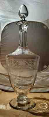 RARE Vtg Baccarat France Etched Swan Classic Pattern Glass Decanter - Marked"