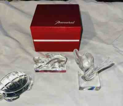 COLLECTION OF 3 BACCARAT CRYSTAL ANIMAL FIGURINES TURTLE BUTTERFLY FISH TROUT