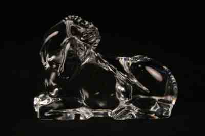 Baccarat French Crystal Clear Art Glass Unicorn Resting Figurine Paperweight