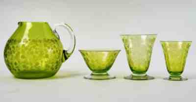 Elisabeth millefiori service green crystal baccarat crystal glasses set 18 piece...