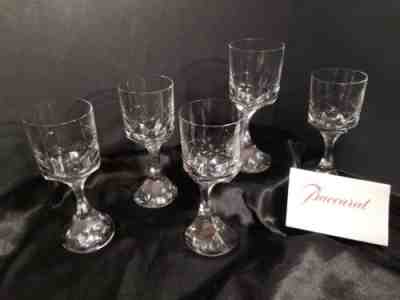 BACCARAT SET OF 5 "NARCISSE" PATTERN WINE GLASSES, VINTAGE