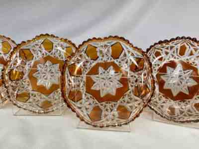 Stunning 6 service has cups dessert orange double cut crystal baccarat 1910