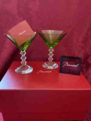 NIB FLAWLESS Glass BACCARAT France Pair Chartreuse VEGA Crystal MARTINI COCKTAIL