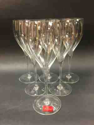 BACCARAT Set of Six Tulip-Shaped Clear Crystal ST. REMY Wine Glasses 8.5"