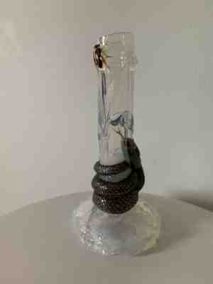  ?¨ ?¨Baccarat Opalescent Glass Snake Vase, Beautiful Crystal Antique French Vase! â?¨