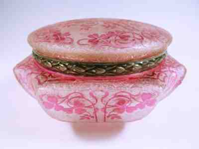 BACCARAT SILVER MOUNTED CAMEO GLASS POT AND COVER