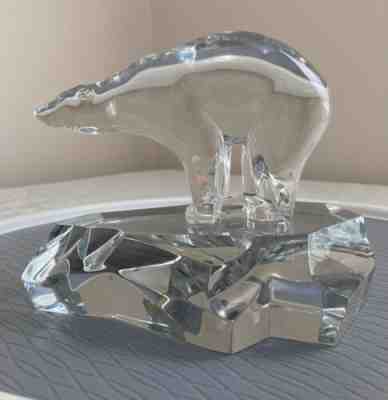 RARE! Baccarat Crystal Polar Bear ON ICEBERG!! Statue Signed Etching France EUC!